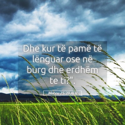 Picture 05 - Mateu 25:39 ALB - Dhe kur të pamë të lënguar ose në burg dhe - Bible Verse Picture