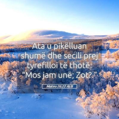 Picture 05 - Mateu 26:22 ALB - Ata u pikëlluan shumë dhe secili prej - Bible Verse Picture