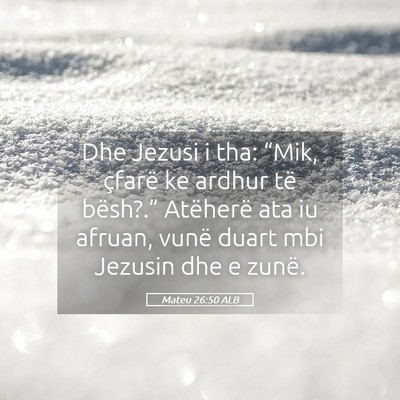 Picture 05 - Mateu 26:50 ALB - Dhe Jezusi i tha: “Mik, çfarë ke ardhur të - Bible Verse Picture