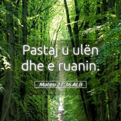 Picture 05 - Mateu 27:36 ALB - Pastaj u ulën dhe e - Bible Verse Picture