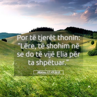 Picture 05 - Mateu 27:49 ALB - Por të tjerët thonin: “Lëre, të shohim në - Bible Verse Picture