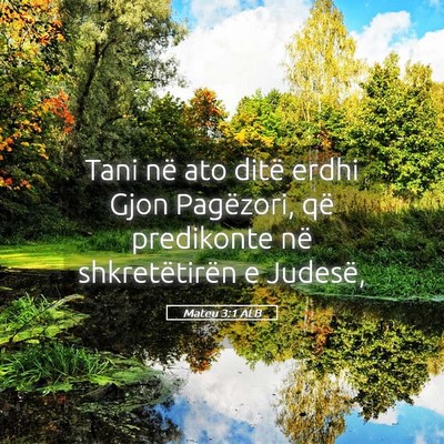 Picture 05 - Mateu 3:1 ALB - Tani në ato ditë erdhi Gjon Pagëzori, që - Bible Verse Picture