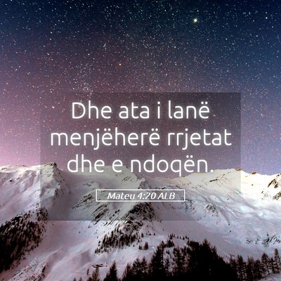 Picture 05 - Mateu 4:20 ALB - Dhe ata i lanë menjëherë rrjetat dhe e - Bible Verse Picture