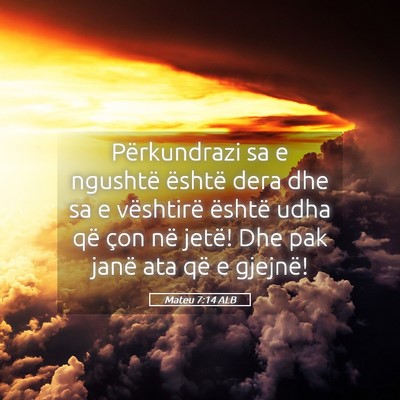 Picture 05 - Mateu 7:14 ALB - Përkundrazi sa e ngushtë është dera dhe sa e - Bible Verse Picture