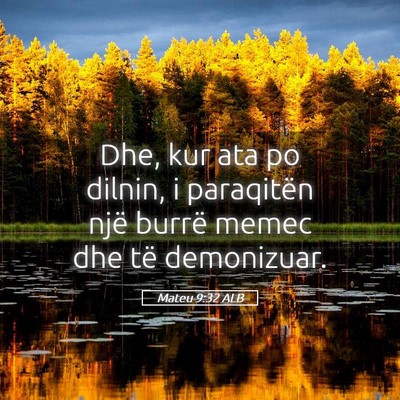 Picture 05 - Mateu 9:32 ALB - Dhe, kur ata po dilnin, i paraqitën një burrë - Bible Verse Picture