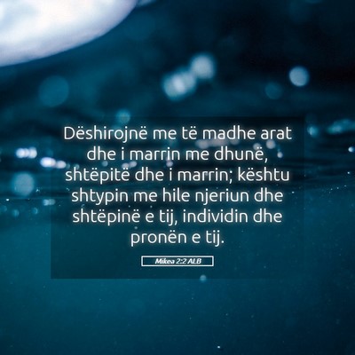 Picture 05 - Mikea 2:2 ALB - Dëshirojnë me të madhe arat dhe i marrin me - Bible Verse Picture