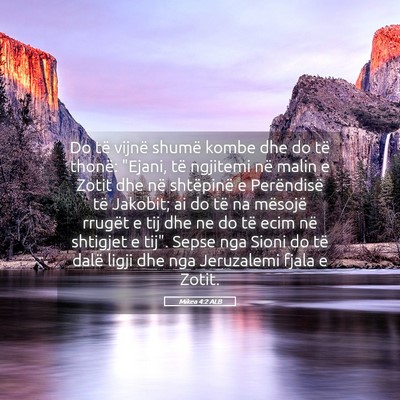 Picture 05 - Mikea 4:2 ALB - Do të vijnë shumë kombe dhe do të thonë: - Bible Verse Picture