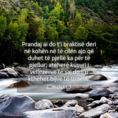 Picture 05 - Mikea 5:3 ALB - Prandaj ai do t’i braktisë deri në kohën në - Bible Verse Picture