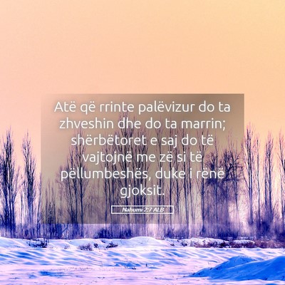 Picture 05 - Nahumi 2:7 ALB - Atë që rrinte palëvizur do ta zhveshin dhe do - Bible Verse Picture