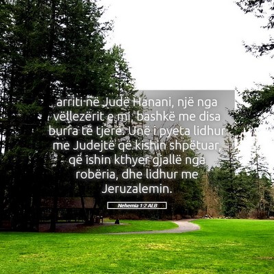 Picture 05 - Nehemia 1:2 ALB - arriti në Judë Hanani, një nga vëllezërit e - Bible Verse Picture