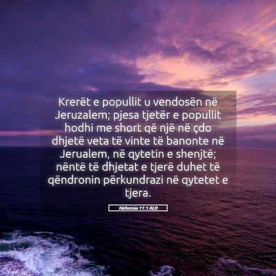 Picture 05 - Nehemia 11:1 ALB - Krerët e popullit u vendosën në Jeruzalem; - Bible Verse Picture