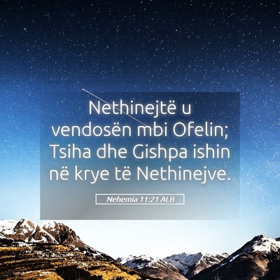 Picture 05 - Nehemia 11:21 ALB - Nethinejtë u vendosën mbi Ofelin; Tsiha dhe - Bible Verse Picture