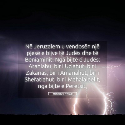 Picture 05 - Nehemia 11:4 ALB - Në Jeruzalem u vendosën një pjesë e bijve të - Bible Verse Picture
