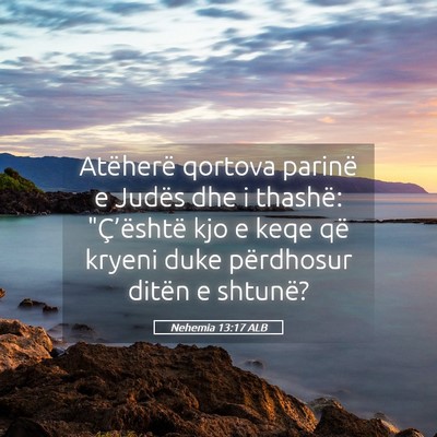 Picture 05 - Nehemia 13:17 ALB - Atëherë qortova parinë e Judës dhe i thashë: - Bible Verse Picture