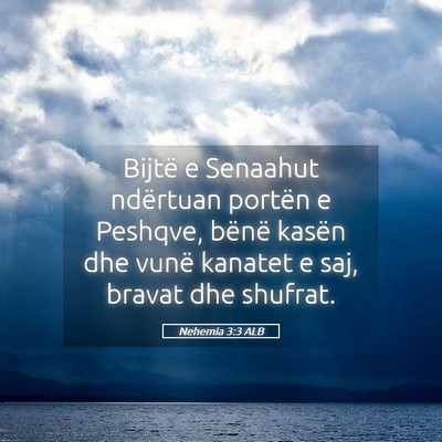 Picture 05 - Nehemia 3:3 ALB - Bijtë e Senaahut ndërtuan portën e Peshqve, - Bible Verse Picture