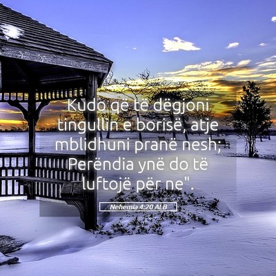 Picture 05 - Nehemia 4:20 ALB - Kudo që të dëgjoni tingullin e borisë, atje - Bible Verse Picture