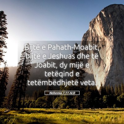 Picture 05 - Nehemia 7:11 ALB - Bijtë e Pahath-Moabit, bijtë e Jeshuas dhe të - Bible Verse Picture