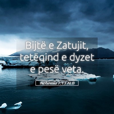 Picture 05 - Nehemia 7:13 ALB - Bijtë e Zatujit, tetëqind e dyzet e pesë - Bible Verse Picture