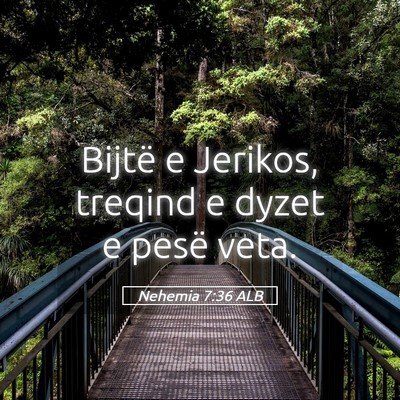 Picture 05 - Nehemia 7:36 ALB - Bijtë e Jerikos, treqind e dyzet e pesë - Bible Verse Picture