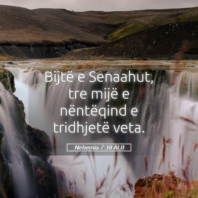 Picture 05 - Nehemia 7:38 ALB - Bijtë e Senaahut, tre mijë e nëntëqind e - Bible Verse Picture