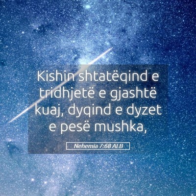 Picture 05 - Nehemia 7:68 ALB - Kishin shtatëqind e tridhjetë e gjashtë kuaj, - Bible Verse Picture