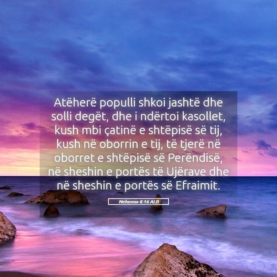 Picture 05 - Nehemia 8:16 ALB - Atëherë populli shkoi jashtë dhe solli degët, - Bible Verse Picture