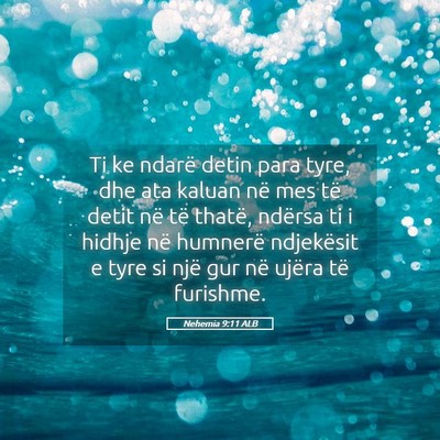 Picture 05 - Nehemia 9:11 ALB - Ti ke ndarë detin para tyre, dhe ata kaluan në - Bible Verse Picture