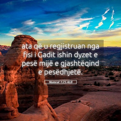 Picture 05 - Numrat 1:25 ALB - ata që u regjistruan nga fisi i Gadit ishin - Bible Verse Picture