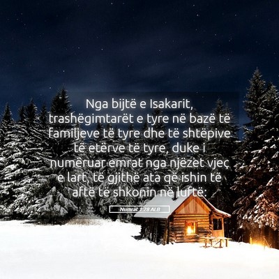 Picture 05 - Numrat 1:28 ALB - Nga bijtë e Isakarit, trashëgimtarët e tyre - Bible Verse Picture