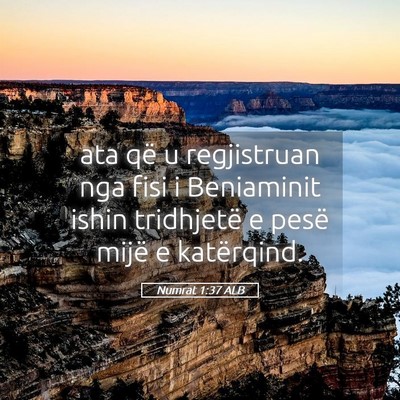 Picture 05 - Numrat 1:37 ALB - ata që u regjistruan nga fisi i Beniaminit ishin - Bible Verse Picture