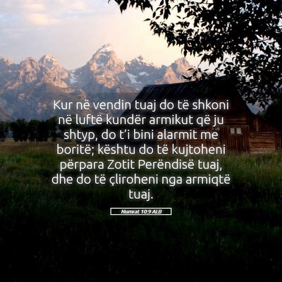 Picture 05 - Numrat 10:9 ALB - Kur në vendin tuaj do të shkoni në luftë - Bible Verse Picture