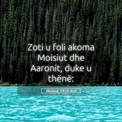 Picture 05 - Numrat 14:26 ALB - Zoti u foli akoma Moisiut dhe Aaronit, duke u - Bible Verse Picture