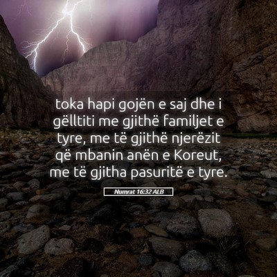 Picture 05 - Numrat 16:32 ALB - toka hapi gojën e saj dhe i gëlltiti me gjithë - Bible Verse Picture