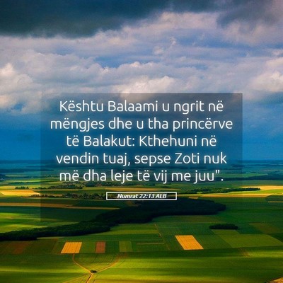 Picture 05 - Numrat 22:13 ALB - Kështu Balaami u ngrit në mëngjes dhe u tha - Bible Verse Picture