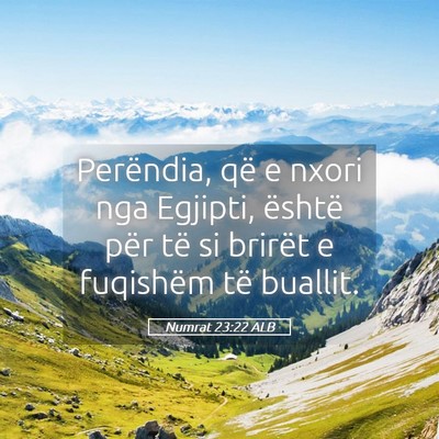 Picture 05 - Numrat 23:22 ALB - Perëndia, që e nxori nga Egjipti, është për - Bible Verse Picture