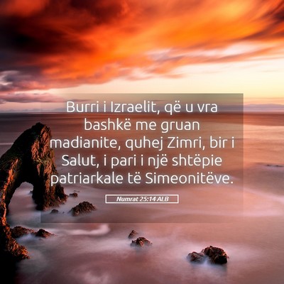 Picture 05 - Numrat 25:14 ALB - Burri i Izraelit, që u vra bashkë me gruan - Bible Verse Picture