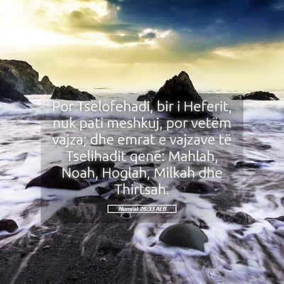 Picture 05 - Numrat 26:33 ALB - Por Tselofehadi, bir i Heferit, nuk pati meshkuj, - Bible Verse Picture