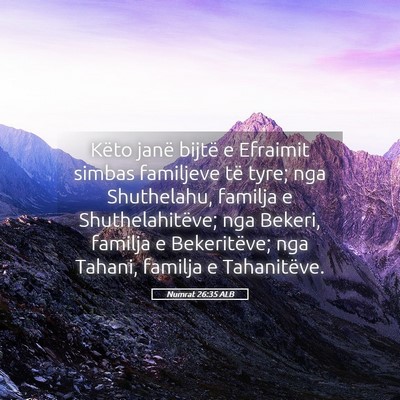 Picture 05 - Numrat 26:35 ALB - Këto janë bijtë e Efraimit simbas familjeve - Bible Verse Picture
