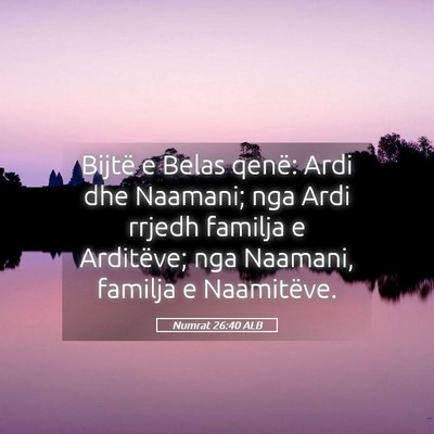 Picture 05 - Numrat 26:40 ALB - Bijtë e Belas qenë: Ardi dhe Naamani; nga Ardi - Bible Verse Picture