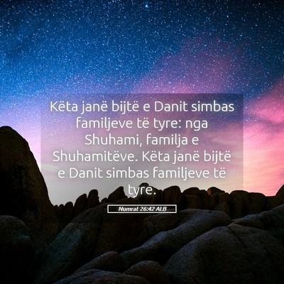 Picture 05 - Numrat 26:42 ALB - Këta janë bijtë e Danit simbas familjeve të - Bible Verse Picture