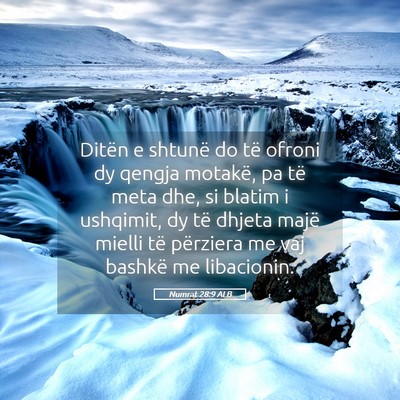 Picture 05 - Numrat 28:9 ALB - Ditën e shtunë do të ofroni dy qengja motakë, - Bible Verse Picture