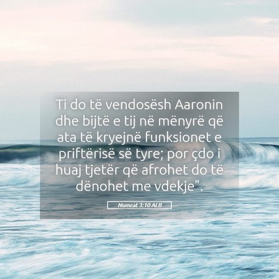 Picture 05 - Numrat 3:10 ALB - Ti do të vendosësh Aaronin dhe bijtë e tij në - Bible Verse Picture