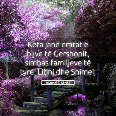 Picture 05 - Numrat 3:18 ALB - Këta janë emrat e bijve të Gershonit, simbas - Bible Verse Picture