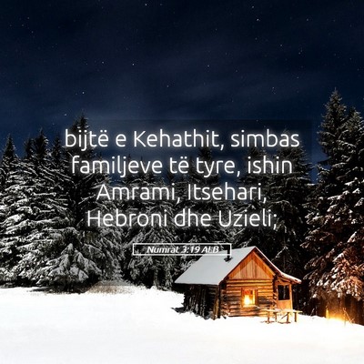 Picture 05 - Numrat 3:19 ALB - bijtë e Kehathit, simbas familjeve të tyre, - Bible Verse Picture