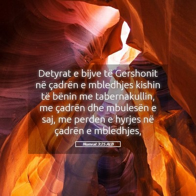 Picture 05 - Numrat 3:25 ALB - Detyrat e bijve të Gershonit në çadrën e - Bible Verse Picture