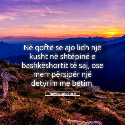Picture 05 - Numrat 30:10 ALB - Në qoftë se ajo lidh një kusht në shtëpinë - Bible Verse Picture
