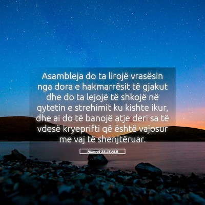 Picture 05 - Numrat 35:25 ALB - Asambleja do ta lirojë vrasësin nga dora e - Bible Verse Picture