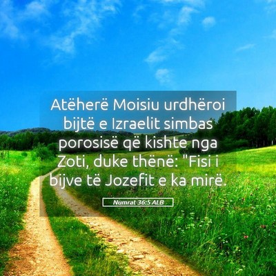 Picture 05 - Numrat 36:5 ALB - Atëherë Moisiu urdhëroi bijtë e Izraelit - Bible Verse Picture
