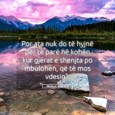 Picture 05 - Numrat 4:20 ALB - Por ata nuk do të hyjnë për të parë në - Bible Verse Picture