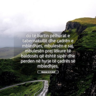 Picture 05 - Numrat 4:25 ALB - do të bartin pëlhurat e tabernakullit dhe - Bible Verse Picture